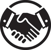 A black and white logo of two hands shaking vector