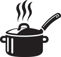 A black and white illustration of a pot with a lid and a handle vector