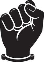 A black and white fist with a ring on it vector