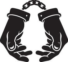 Hands with handcuffs on a white background vector
