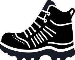 Black and white illustration of a hiking boot vector