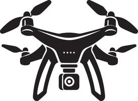 A black and white silhouette of a drone vector
