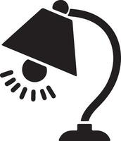 A black and white lamp with a light bulb vector