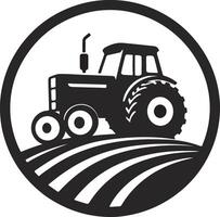 Tractor on the farm, black and white logo vector