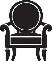 A black and white chair icon on a white background vector