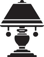 A black and white lamp on a table vector