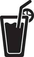 A black and white icon of a drink with a straw vector