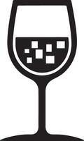 A black and white wine glass with a square shape vector