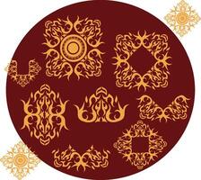 A set of ornamental designs in a circle vector