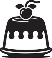 A black and white image of a cake with a cherry on top vector