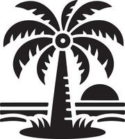 A palm tree silhouette on a white background vector