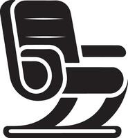 A black and white icon of a chair vector