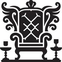 The throne is black and white with a crown on it vector