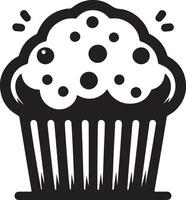 A black and white cupcake icon vector