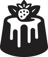 A black and white image of a cake with a strawberry on top vector