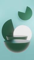 Green and glow luxury podium pedestal product display and green box background 3d rendering video