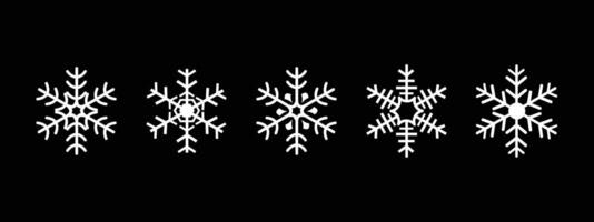 snowflake line icons on black background, Big set of linear snowflake icons vector