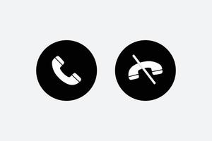 Phone call and end button whit and black icon, Phone call icon answer vector