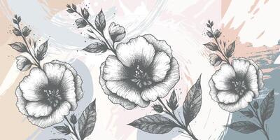 abstract flowers background in boho style vector