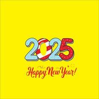 Happy New Year 2025 creative logo or typography design with multicolor fireworks Happy New Year party celebration graphic template or graphic design with vibrant fireworks vector