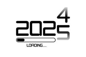 2024 loading to up 2025 icon flat style. Progress bar almost reaching Happy new year. illustration with 2025 loading. Isolated or white background vector