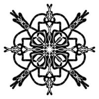 a black and white design with a snowflake vector