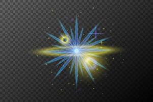 a starburst with a blue and yellow light on background vector