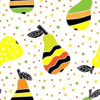 a pattern with pears and leaves on a white background vector