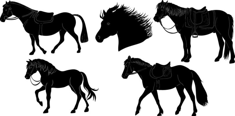set of horse silhouettes