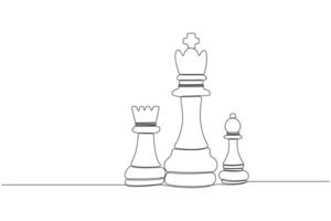 Continuous line art drawing of chess figures. Sports concept background vector
