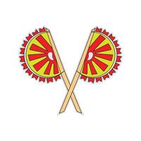 Hand fan continuous outline. Pohela Boishakh element. vector