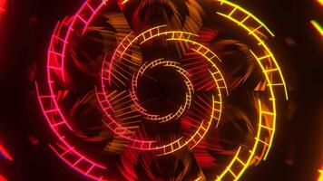 Red and Orange Bright Spiral Neon Abstract Background Vj Loop I 4K video