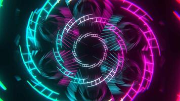 Cyan and Pink Bright Spiral Neon Abstract Background Vj Loop I 4K video