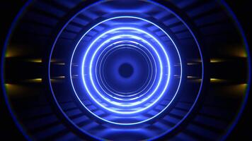 Blue and Yellow Sci-Fi Tunnel With Round Arches Background Vj Loop I 4K video