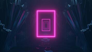 Cyan and Pink Infinite Sci-Fi Neon Corridor Background Vj Loop I 4K video