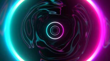 Cyan and Pink Infinity Sci-Fi Neon Tunnel Background Vj Loop I 4K video