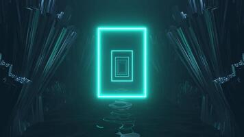 Cyan Infinite Sci-Fi Neon Corridor Background Vj Loop I 4K video