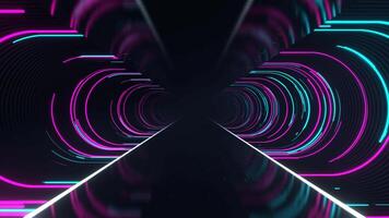 Cyan and Pink Sci-Fi Neon Tunnel Background Vj Loop I 4K video