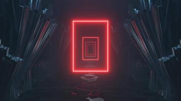 Red Infinite Sci-Fi Neon Corridor Background Vj Loop I 4K video