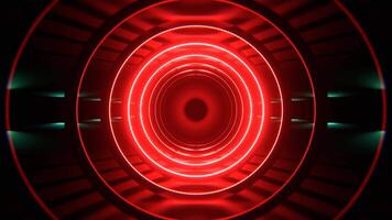 Red and Turquoise Sci-Fi Tunnel With Round Arches Background Vj Loop I 4K video