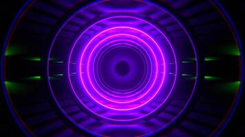 Purple and Light Green Sci-Fi Tunnel With Round Arches Background Vj Loop I 4K video