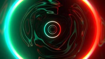 Turquoise and Red Infinity Sci-Fi Neon Tunnel Background Vj Loop I 4K video