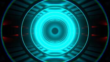 Cyan and Red Sci-Fi Tunnel With Round Arches Background Vj Loop I 4K video