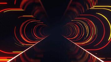 Red and Orange Sci-Fi Neon Tunnel Background Vj Loop I 4K video
