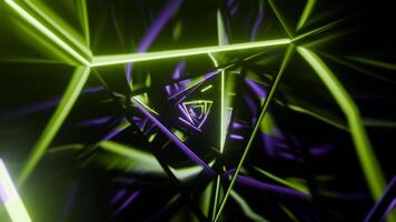 Purple and Light Green Triangular Spiral Neon Tunnel Background Vj Loop I 4K video