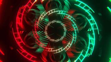 Turquoise and Red Bright Spiral Neon Abstract Background Vj Loop I 4K video