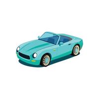 Ride in Style Bright Cyan Convertible Car Illustration Design on White Background vector