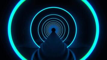 Cyan Elegant Dark Sci-Fi Tunnel Background Vj Loop I 4K video