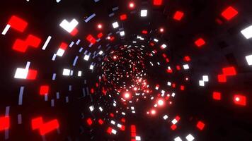 Red and White Beautiful Neon Sci-Fi Torus Tunnel Background Vj Loop I 4K video