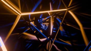Blue and Orange Triangular Spiral Neon Tunnel Background Vj Loop I 4K video